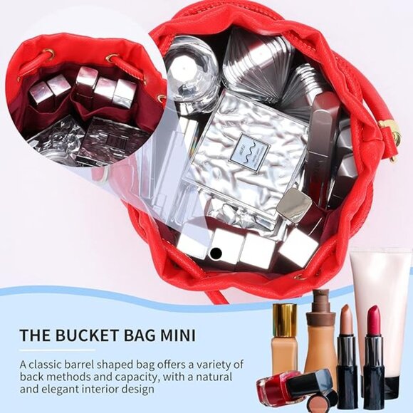 The Bucket Bags Leather Red #847 - Picture 6 of 7